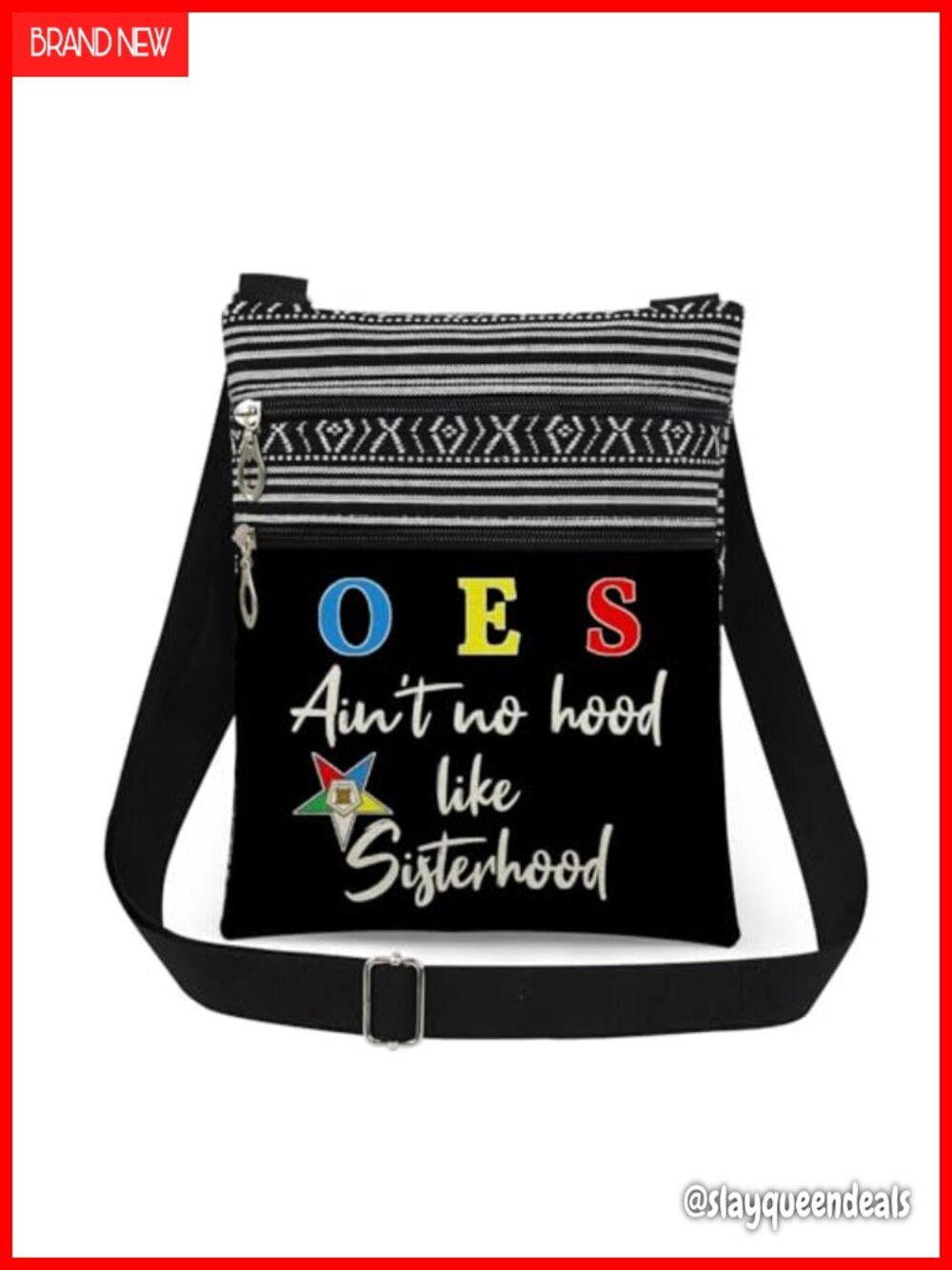 OES Crossbody Bag Polyester Adjustable Strap Double Zipper Sling Purse
